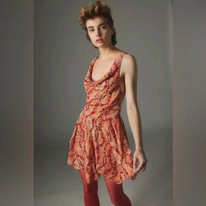 Urban Outfitters Silence + Noise Marie Printed Cowl Neck Mini Dress NWT